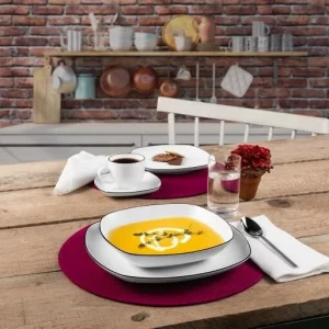 Seltmann Weiden Lido Black Line Tafelservice 12-teilig Eckig 7