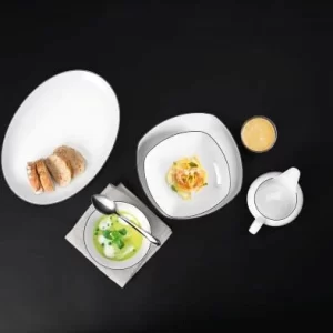 Seltmann Weiden Lido Black Line Tafelservice 12-teilig Eckig 9