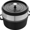 Staub Cocotte Rund Aus Gusseisen Mit Dämpfeinsatz In Schwarz 25