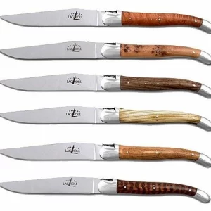 Forge De Laguiole Tafel- Und Steakmesser In Ebenholz/ Edelstahlkappen Glänzend Set Mit 6 Messern 11